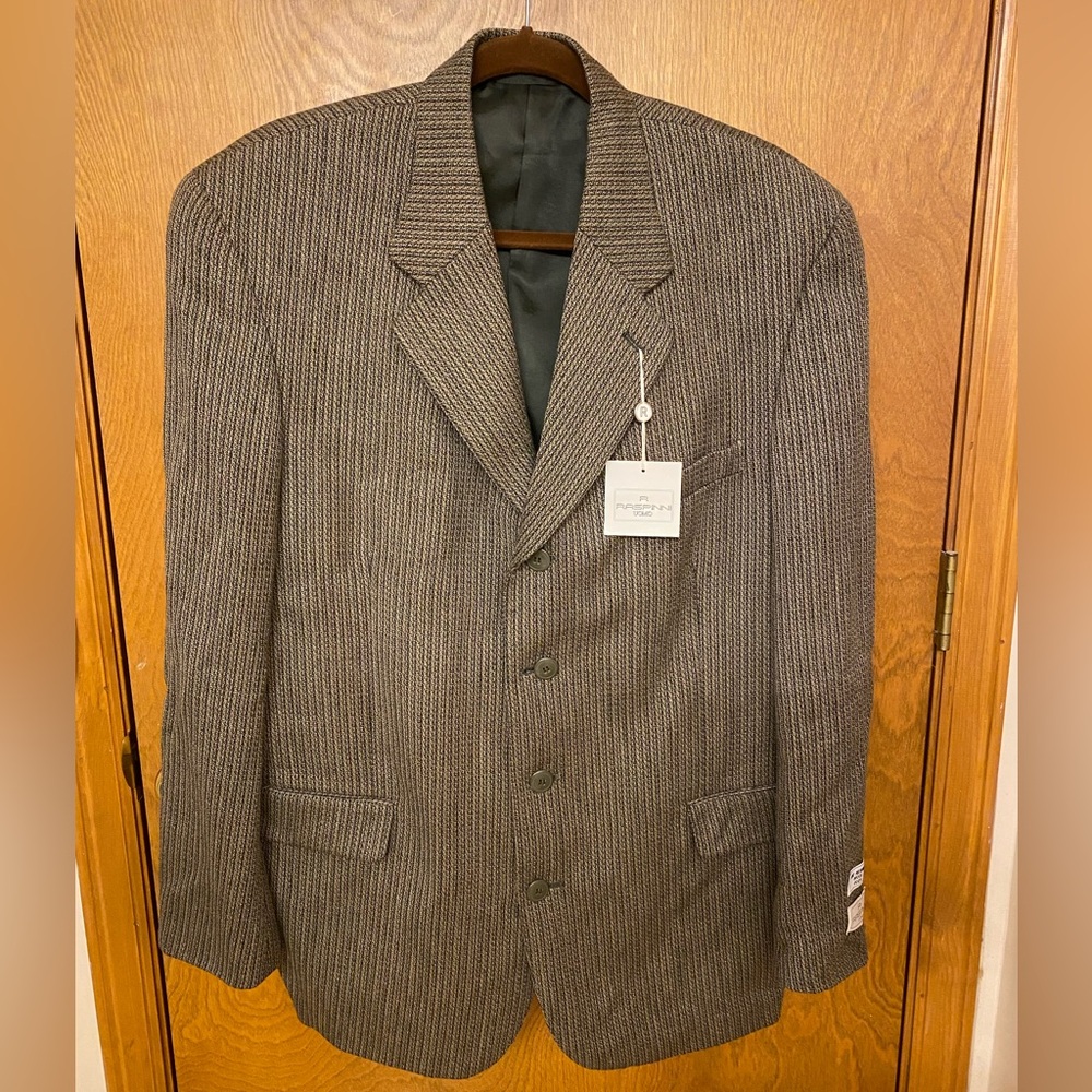 Mens 42R R RASPINNI UOMO  Gray Mint Green multicolor  Virgin Wool Blazer
